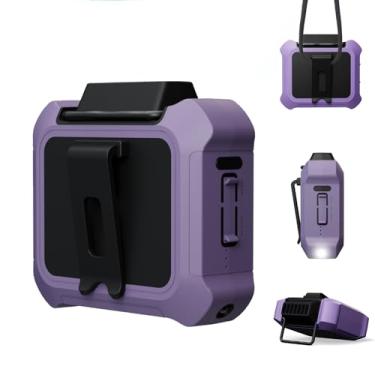 Imagem de MHEOMTME Ventilador de cintura portátil, ventilador de clipe pessoal recarregável, com as mãos livres, ventiladores de pescoço/mesa com configurações de 3 velocidades e luz LED, cinto de resfriamento