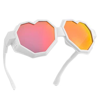 Imagem de laureles Óculos de sol 2023 fashion em forma de coração Y2K óculos de sol femininos grandes para homens, Branco e vermelho, X