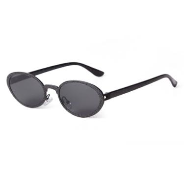 Imagem de VFDHN Óculos de sol retrô oval de metal para homens e mulheres, óculos de sol luxuosos espelhados para festas ao ar livre (1)