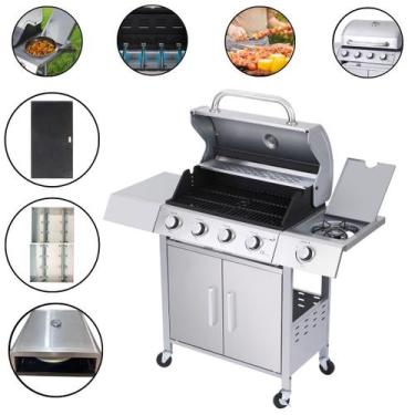 Imagem de Churrasqueira a Gás Inox Gourmet Completa com Kit Chapa Forno de Pizza