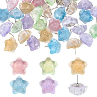 Imagem de PH PandaHall 50 peças de pinos de estrela, 5 cores, tachas para polegar, estrelas, decorativas, tachinhas fofas para quadro de cortiça, foto, parede, mapa, quadro de avisos, calendário, decoração