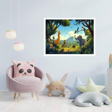 Imagem de Quadro Decorativo Floresta Animais - 50X70Cm