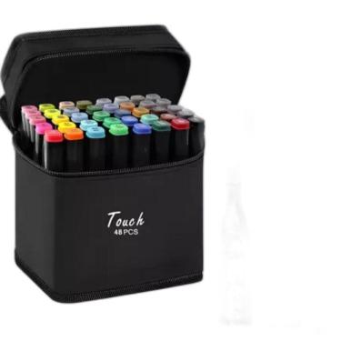 Imagem de Conjunto Canetas Marcador Permanente Ponta Dupla 48 Cores