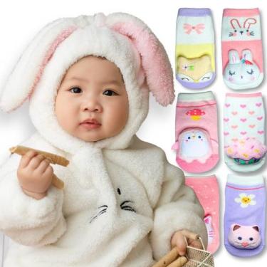Imagem de Kit 5 Pares Meia Menina bebê antiderrapante 0 a 2 anos - Viére, Sortid