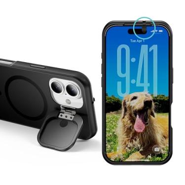 Imagem de Spy-Fy Capa de privacidade para iPhone 17 com suporte | Capas para câmera frontal e traseira | Capa MagSafe para iPhone com proteção de lente | Bloqueador de câmera para privacidade e segurança | Capa