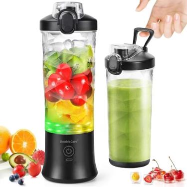 Imagem de DoubleCare Liquidificador portátil de 590 ml, espremedor elétrico de 4000 mAh para shakes e smoothies, liquidificador de smoothie motor de 270 W sem BPA e IP67 à prova d'água, liquidificador USB de
