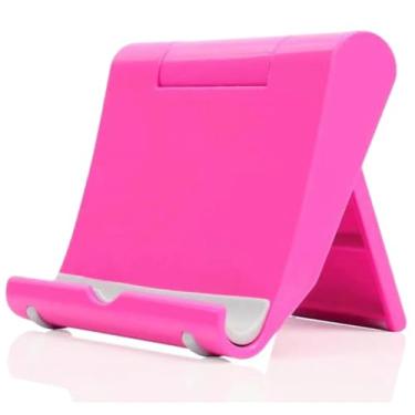 Imagem de JUSDIQIR Suporte de celular para mesa, suporte de celular dobrável dock para celular, suporte de tablet ajustável universal multiângulo compatível com a maioria dos celulares e tablets para mesa (rosa)