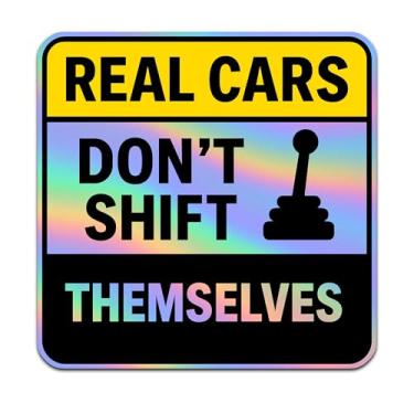 Imagem de Adesivo de decalque de carro holográfico fosco à prova d'água engraçado vinil de 15 cm para carro, caminhão, barco, capacete, laptop, gato, rato, ganso, mudança de marcha, sinal de humor (sinal de