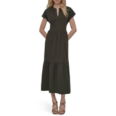 Imagem de DKNY Vestido feminino casual com gola alta e manga cavada, Fadiga, M