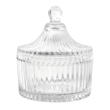 Imagem de Prato de vidro vitrificado com tampa em forma de yurt tigela de cristal para servidor de açúcar buffet de doces caixa de biscoito decorativa garrafa recipiente de armazenamento de alimentos