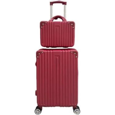 Imagem de kit de Mala De Viagem 10 KG 9KG 4 Roda Gira 360 Grau Fibra + Frasqueira codigo:2324(vinho,N20: 55X 35x25)