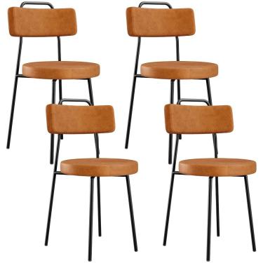 Imagem de Kit 4 Cadeiras Decorativas Estofada Para Sala De Jantar Barcelona L02 Couríssimo Canela...