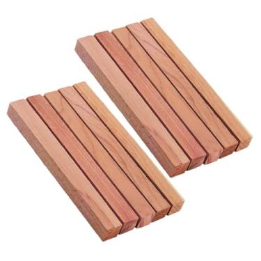 Imagem de 10 peças de blocos de cedro retangulares, tábuas de cedro, lascas, cedros de madeira, acessórios de armazenamento espacial para armazenamento de roupas