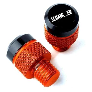 Imagem de BYYINGSUS Mototcycle Peças Modificadas M10*1,25 Parafusos de Bujões de Orifício Espelho Capa Decorativa Compatível com Scrambler 800 1100 800 Trenó Deserto 2017-2022 (Laranja, 10 MM-A)