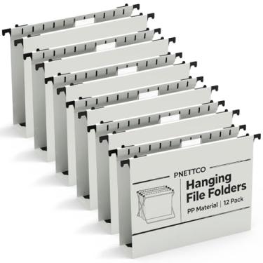 Imagem de Pastas de arquivo de plástico com capacidade extra, pacote com 12 pastas suspensas reforçadas, expansão de 5 cm, tamanho carta para arquivos em massa/gráficos médicos (cinza gelo)