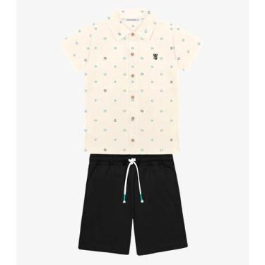 Imagem de Conjunto Infantil Camisa Com Bermuda Trick Nick Bege, 4, Bege