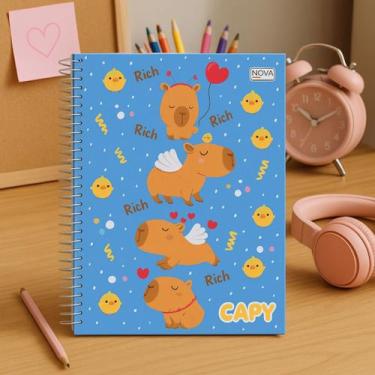 Imagem de Caderno Feminino Capivara 1 Materia Capa Dura Adesivo 80FLS - Nova Cad