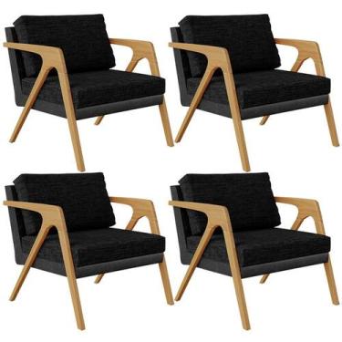 Imagem de Kit 04 Poltronas Decorativas Sala Estar Pietra L02 material sintético 