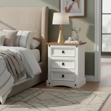 Imagem de Mesa De Cabeceira 3 Gavetas Madeira Maciça - stox, Branco