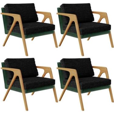 Imagem de Kit 04 Poltronas Decorativas Sala Estar Pietra L02 Facto Verde Musgo L