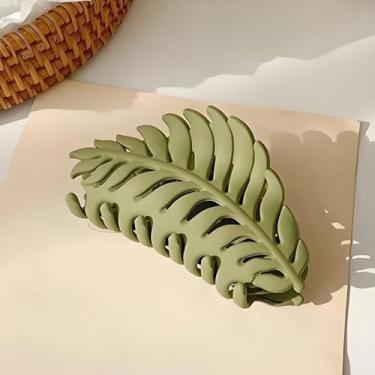Imagem de Grampo de cabelo, grampo de cabelo em forma de folha com muitos dentes, grampos de garra grandes, prendedor de cabelo com folhas antiderrapantes, grampos de cabelo com grampo de mandíbula