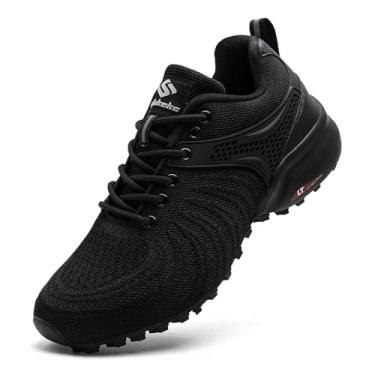 Imagem de Unitysow Tênis De Corrida Trilha Masculino, Leve, Respirável, Para Caminhada, Esportivo Atividades Ao Ar Livre, Treinamento Cruzado, Todos Pretos, 11 Eua