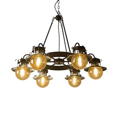 Imagem de Lustre redondo preto de fazenda, luz pendente compatível com ilha de cozinha, lustre rústico industrial moderno compatível com tetos altos, sala de jantar, casa (8t) pendente