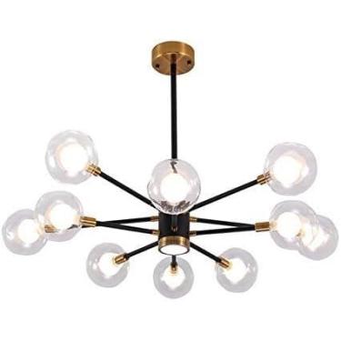 Imagem de Luminária para sala de jantar e sala de estar, lustre de vidro mágico G9, luminária de teto clássica de decoração boutique de meados do século, lustre dourado simples, decoração moderna