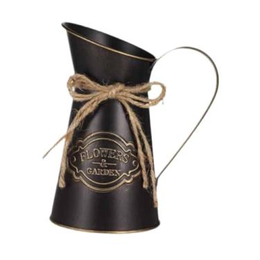 Imagem de Fenteer Vaso decorativo rústico para flores, suporte para flores antigo, jarra, vaso para flores artificiais para centro de mesa, quarto, Preto