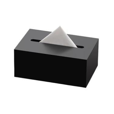Imagem de Porta-lenços de papel preto acrílico snap-on caixa de lenços luz luxo guardanapo dispensador facial para escritório hotel casa de família suporte de caixa de lenços (pequeno)
