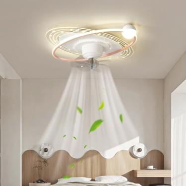 Imagem de Ventilador de teto com iluminação LED Luz de teto e controle remoto Ventilador silencioso Lâmpada de teto Iluminação de quarto de menina/menino Luz de teto interna para bebê Restaurante Luz