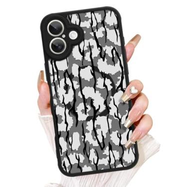 Imagem de AIGOMARA Capa magnética projetada para iPhone 16 [compatível com MagSafe] Capa de telefone fofa com estampa de camuflagem para mulheres Gilrs TPU macio e PC capa protetora traseira fina preta