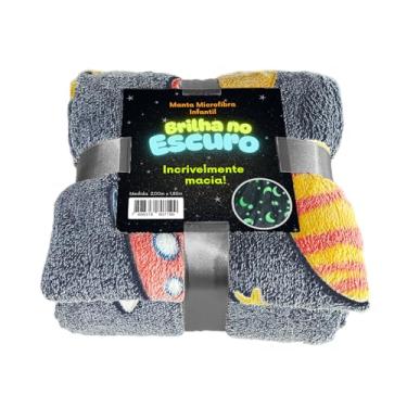 Imagem de Manta Premium Brilha No Escuro Cobertor Solteiro Infantil Microfibra Aveludada, Toque Macio Fluorescente Estampas Divertidas (Foguete)