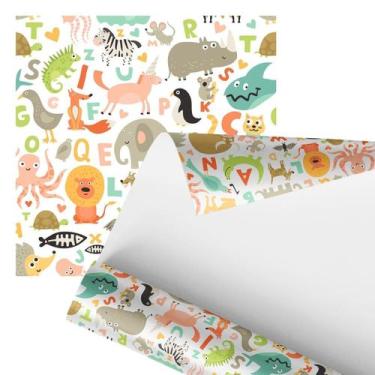 Imagem de Papel De Parede Adesivo Animais Alfabeto Colorido Kids 2,80M - Plimsho