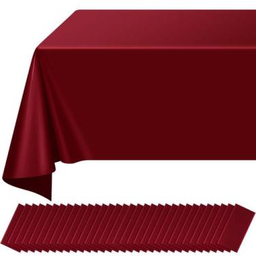 Imagem de Toalha de mesa Ragnhild Maroon Plastic, pacote de 32 x 54 x 108 polega