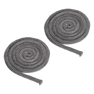 Imagem de PATIKIL Gaxeta de fogão a lenha de 5/20.3 cm x 248.9 cm, 2 peças de substituição de corda de vedação de resistência de alta temperatura de fibra de vidro de grafite redonda para porta de lareira