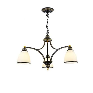 Imagem de YQSLQZZ Lustre de sala de estar, luminária pendente de vidro vintage americano, luzes de teto suspensas de teto com altura ajustável, para quarto, sala de jantar, cozinha ilha
