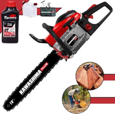 Imagem de Motor Serra Kawashima KCS-500P À Gasolina 49,3cc Com Sabre 18’` Profissional Com Carcaça de Magnésio Ideal Para Desdobra de Madeira + ÓLEO TOYAMA 2T