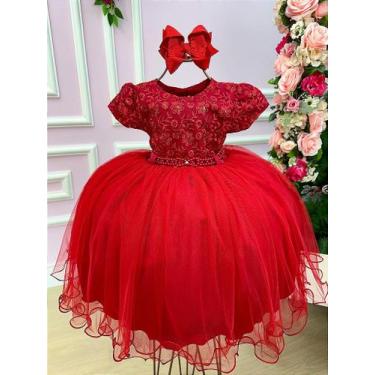 Imagem de Vestido Menina Bonita Vermelho com Renda e Flores, Vermelho, 2