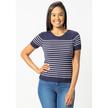 Imagem de Blusa Modal Pau a Pique Listrado Azul Marinho