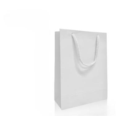 Imagem de Kit 10/50 Unidades Sacola Papel Colorida Extra Pequena - Papel Resistente para Lojas, Presentes, Eventos e Embalagens Comerciais 13x18x06cm(Branca,10)