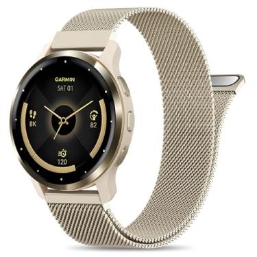 Imagem de EverAct Pulseira de relógio magnética de metal de 22 mm compatível com Garmin Venu 3 de 45 mm/Venu 2/Vivoactive 4, pulseira de substituição de malha de aço inoxidável de liberação rápida para