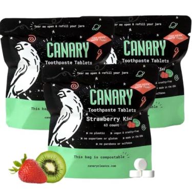 Imagem de Canary Clean Products Comprimidos De Pasta De Dente Canary Nano Hydroxyapatite Morango Kiwi - Remineralizante, Sem Flúor, Totalmente Natural Com Xilitol - Ótimo Para Crianças, Sem Plástico - 189 Uni