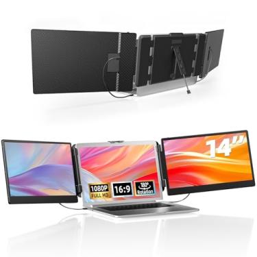Imagem de XFMTOP Extensor de tela de laptop – Monitor portátil FHD 1080P IPS HDMI/USB-A/Tipo-C de 35.6 cm para laptop 13-17 polegadas Plug and Play para MacBook, Windows, Chrome, Switch