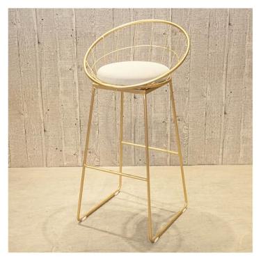 Imagem de hezhuhe2258 Cadeira de bar banco de bar ferro dourado alto encosto oco lazer cadeira de jantar doméstica (dourado, 65 cm)