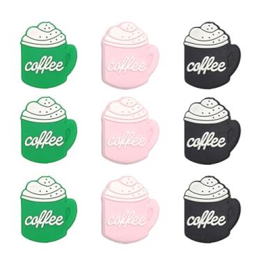 Imagem de Mimalexin 9 peças de contas de silicone para xícara de café, contas focais de silicone em forma de café para fazer chaveiros, contas soltas temáticas fofas para bebidas em massa para canetas com