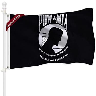 Imagem de FLAGWIN Pow Mia Flag 2x3 Outdoor Double Sided Embroidered Military Pow Flags, US Mia Pow Flag Heavy Duty Polyester with Canvas Header and 2 Brass Grommets, You Are Not Forgotten Prisoner of War Flag Pow Mia Banner