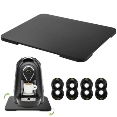 Imagem de Bandeja rolante de 360° para cafeteira, bandeja móvel de madeira para utensílios de cozinha com rodas giratórias, bandeja de enrolar para cafeteiras, fritadeiras a ar, máquinas de refrigerante