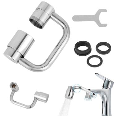 Imagem de Extensor de Torneira Giratório, Extensão Torneira Aeradora em Formato U com Rotação 1080° com Chave e Anéis Vedação Universal para Pia Cozinha e Banheiro (2 Modos de Pulverização)