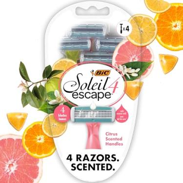 Imagem de BIC Soleil Escape Lâminas de barbear femininas perfumadas, 4 lâminas, barbear confortável, lâminas de barbear com aroma cítrico para mulheres, 4 unidades